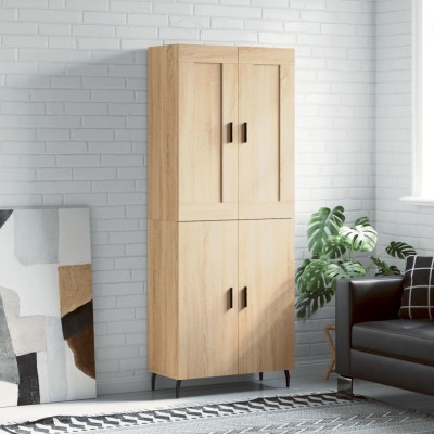 Aparador alto madera contrachapada color roble 69,5x34x180 cm
