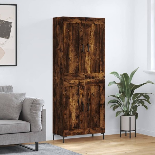 Aparador alto madera contrachapada roble ahumado 69,5x34x180 cm