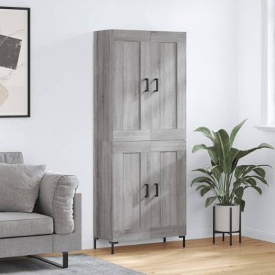 Aparador alto madera contrachapada gris sonoma 69,5x34x180 cm