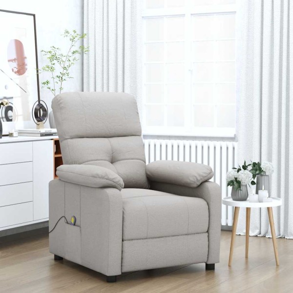 Sillón de masaje reclinable de tela gris taupé