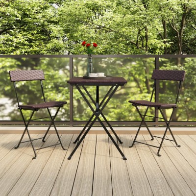 Sillas bistró plegables 2 uds acero y ratán sintético marrón