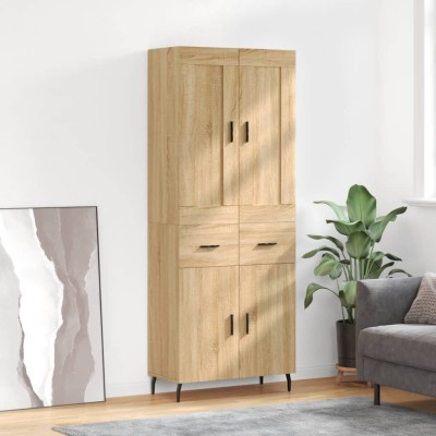 Aparador alto madera contrachapada color roble 69,5x34x180 cm