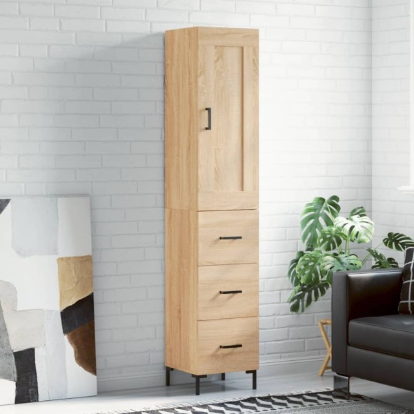 Aparador de madera contrachapada roble Sonoma 34,5x34x180 cm