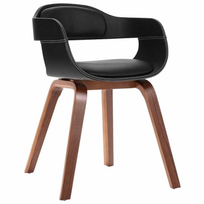 Silla de comedor de madera curvada y cuero sintético