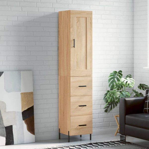 Aparador de madera contrachapada roble Sonoma 34,5x34x180 cm