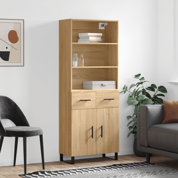 Aparador alto madera contrachapada color roble 69,5x34x180 cm