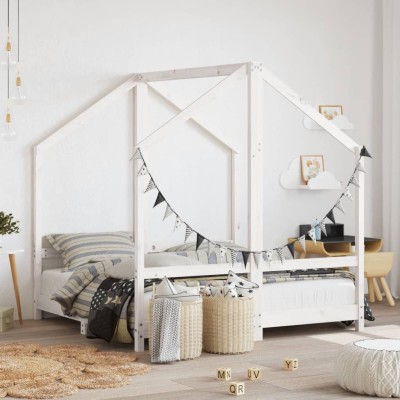 Estructura de cama para niños madera de pino blanco 2x(70x140)