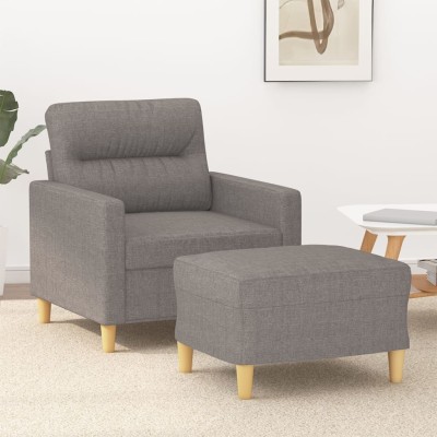 Sillón con taburete tela gris taupe 60 cm