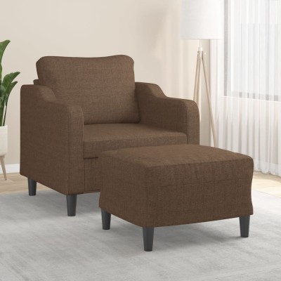 Sillón con taburete tela marrón 60 cm