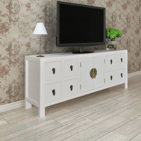 Mueble de TV madera contrachapada blanco 110x24x48 cm