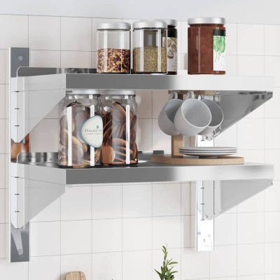 Estante de pared acero inoxidable plateado 50x30x48 cm