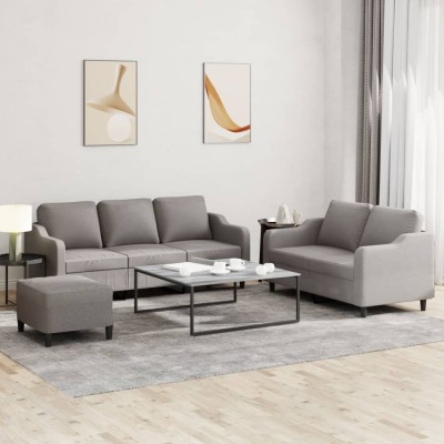 Juego de sofás con cojines 3 piezas tela gris taupe