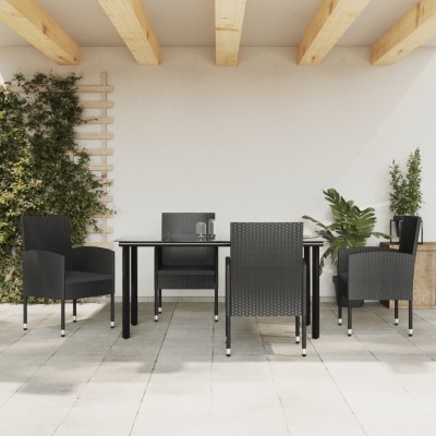 Juego de comedor de jardín 5 pzas ratán sintético y acero negro