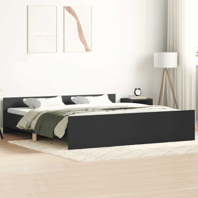 Estructura de cama con cabecero piecero negro 200x200cm
