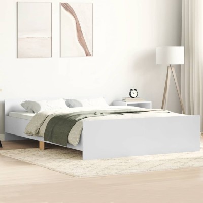 Estructura de cama con cabecero piecero blanco 150x200 cm