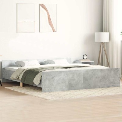Estructura de cama con cabecero piecero gris hormigón 180x200cm