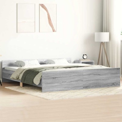 Estructura de cama con cabecero piecero gris Sonoma 180x200 cm