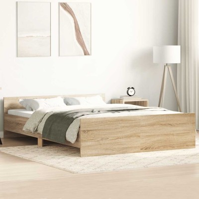 Estructura de cama con cabecero piecero gris hormigón 120x190cm