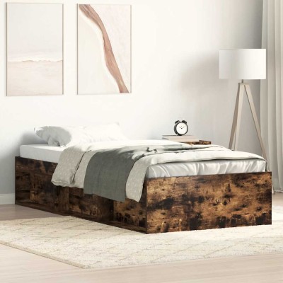Estructura de cama roble ahumado 90x200 cm