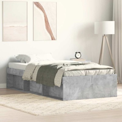Estructura de cama gris hormigón 100x200 cm