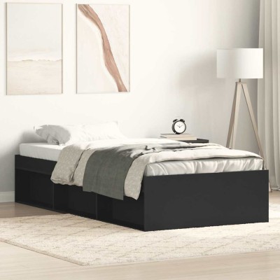 Estructura de cama negra 90x190 cm