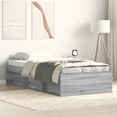 Estructura de cama gris Sonoma 90x190 cm