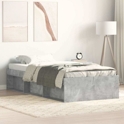 Estructura de cama gris hormigón 75x190 cm