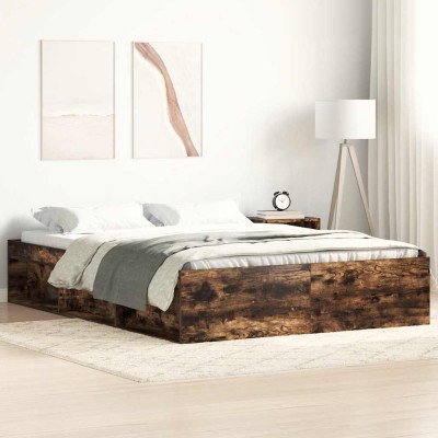 Estructura de cama roble ahumado 140x200 cm