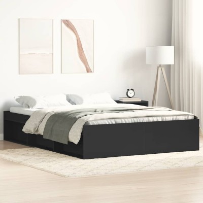 Estructura de cama negra 160x200 cm