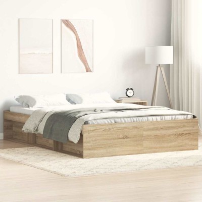 Estructura de cama roble Sonoma 160x200 cm