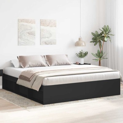 Estructura de cama doble sin colchón negro 180x200 cm