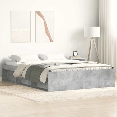 Estructura de cama gris hormigón 140x190 cm
