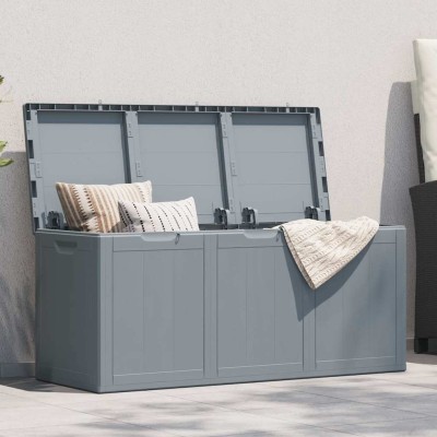 Caja de almacenaje para jardín 270 L PP aspecto madera gris