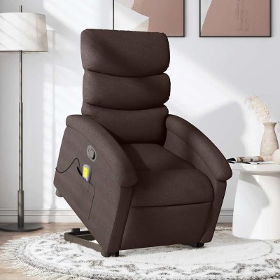 Silla de masaje reclinable de pie de tela marrón oscuro
