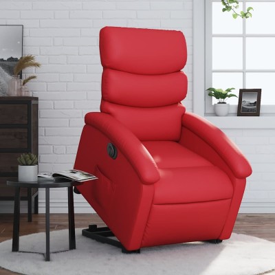 Sillón elevable eléctrico cuero artificial rojo