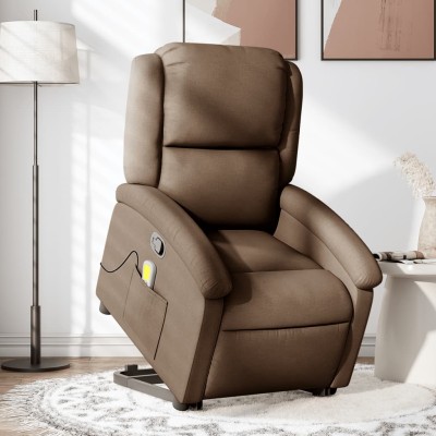Silla de masaje reclinable de pie de tela marrón