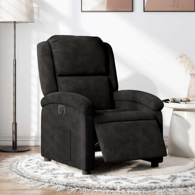 Sillón reclinable eléctrico de terciopelo negro