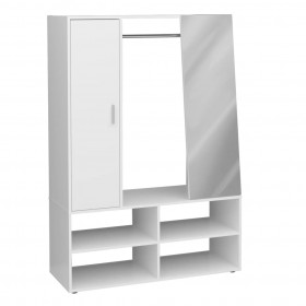 FMD Armario con 4 compartimentos y espejo blanco 105x39,7x151,3 cm