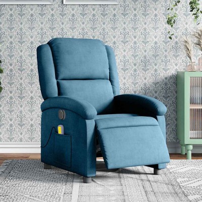 Sillón reclinable de masaje eléctrico terciopelo azul