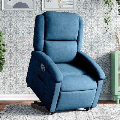 Sillón reclinable elevable de terciopelo azul