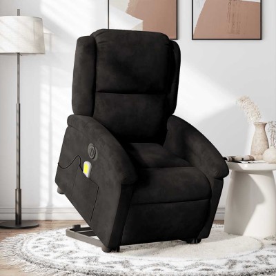 Sillón de masaje reclinable elevable terciopelo negro