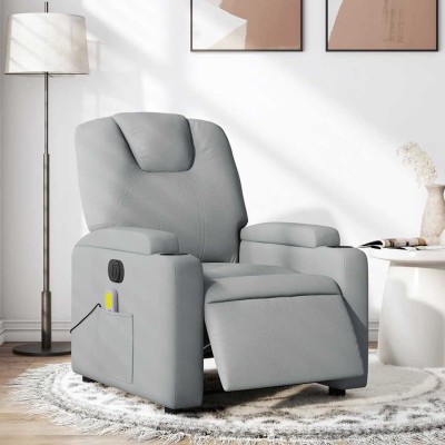 Sillón reclinable de masaje eléctrico tela gris claro