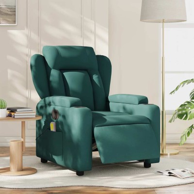 Sillón reclinable de masaje eléctrico tela verde oscuro