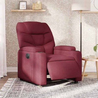Sillón reclinable eléctrico tela rojo tinto