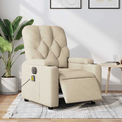 Sillón reclinable de masaje eléctrico tela color crema