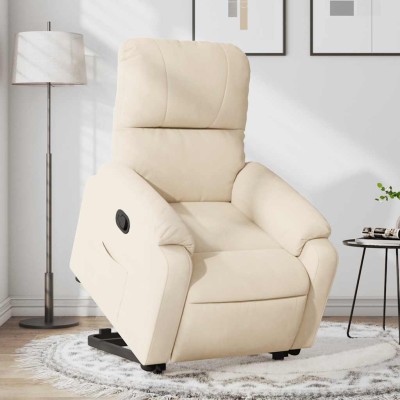 Sillón reclinable elevable tela de microfibra beige