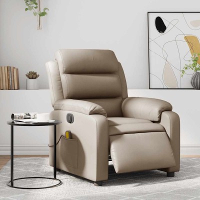 Sillón reclinable de masaje eléctrico cuero sintético capuchino
