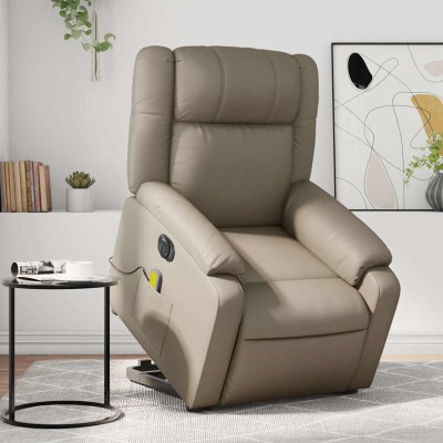 Sillón reclinable de masaje eléctrico cuero sintético capuchino