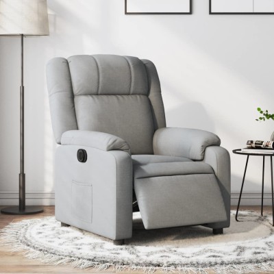 Sillón reclinable eléctrico tela gris claro