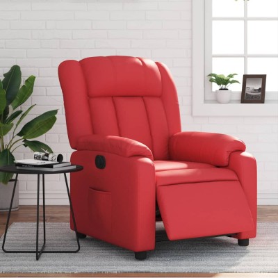 Sillón reclinable eléctrico de cuero sintético rojo